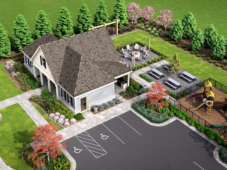 clubhouse and amenity rendering at Brighton Townhomes, Acworth, Georgia